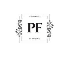 Initial PF feminine logo. Usable for Nature, Salon, Spa, Cosmetic and Beauty Logos. Flat Vector Logo Design Template Element.