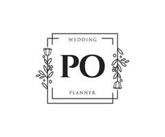 logotipo femenino po inicial. utilizable para logotipos de naturaleza, salón, spa, cosmética y belleza. elemento de plantilla de diseño de logotipo de vector plano.