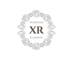 XR Initials letter Wedding monogram logos collection, hand drawn modern minimalistic and floral templates for Invitation cards, Save the Date, elegant identity for restaurant, boutique, cafe in vector