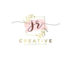 Initial JR feminine logo. Usable for Nature, Salon, Spa, Cosmetic and Beauty Logos. Flat Vector Logo Design Template Element.