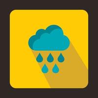 Cloud with rain drops icon, flat style vector