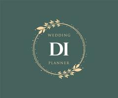 colección de logotipos de monograma de boda con letras iniciales di, plantillas florales y minimalistas modernas dibujadas a mano para tarjetas de invitación, guardar la fecha, identidad elegante para restaurante, boutique, café en vector