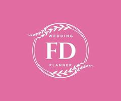 FD Initials letter Wedding monogram logos collection, hand drawn modern minimalistic and floral templates for Invitation cards, Save the Date, elegant identity for restaurant, boutique, cafe in vector