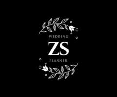 ZS Initials letter Wedding monogram logos collection, hand drawn modern minimalistic and floral templates for Invitation cards, Save the Date, elegant identity for restaurant, boutique, cafe in vector