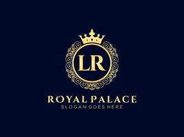 Letter LR Antique royal luxury victorian logo with ornamental frame. vector