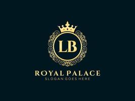 Letter LB Antique royal luxury victorian logo with ornamental frame. vector