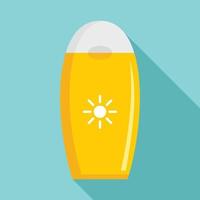 Sun protection bottle icon, flat style vector
