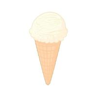 Vanilla ice cream cone icon, cartoon style vector