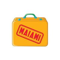 Suitcase for a flight to Miami icon, cartoon style vector