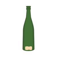 botella vacía de icono de champán, estilo plano vector