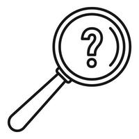 Request magnifier question icon, outline style vector