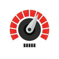 Red white speedometer icon, flat style vector