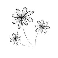 Sketch of spring flowers. Hand draw botanical doodle in black contrast with white fill vector