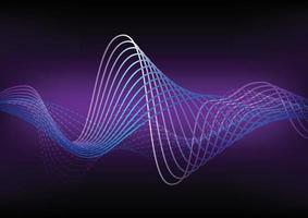 Blue Line Wave Dark Purple Background vector