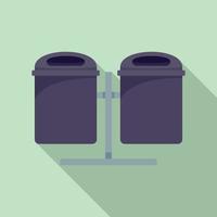 Double trash can icon, flat style vector