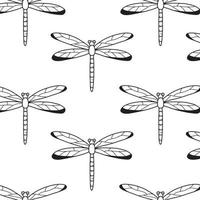 Childish seamless pattern with dragonfly. Doodle style. Vector illustration. Pattern with insects.