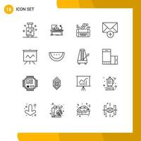 Set of 16 Modern UI Icons Symbols Signs for mail facebook desk social mobile Editable Vector Design Elements