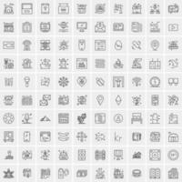 paquete de 100 iconos de líneas universales para móviles y web vector