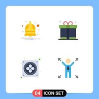 4 Thematic Vector Flat Icons and Editable Symbols of bell fan alarm father business Editable Vector Design Elements