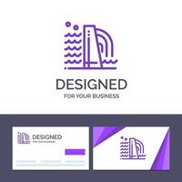 tarjeta de visita creativa y plantilla de logotipo edificio construcción fábrica industria vector ilustración