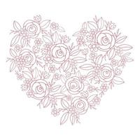 Hearts with hand drawn flower of rose and for get me not vector