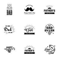 Happy fathers day card 9 Black Set Vector illustration Editable Vector Design Elements