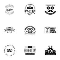 Happy fathers day 9 Black vintage retro type font Illustrator eps10 Editable Vector Design Elements