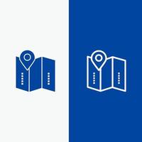 Map Location Directions Location  Line and Glyph Solid icon Blue banner Line and Glyph Solid icon Blue banner vector