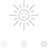 Brightness Light Sun Spring Bold and thin black line icon set vector