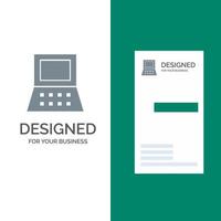 Laptop Computer Hardware Grey Logo Design and Business Card Template vector
