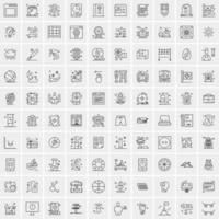 paquete de 100 iconos de líneas universales para móviles y web vector