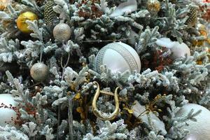 Christmas layers. Christmas decorations on the Christmas tree photo