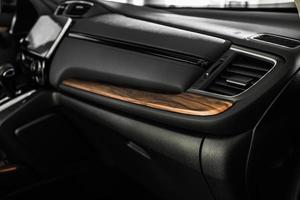 details of stylish car interior, leather interior photo