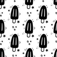 Hand drawn Ice cream seamless pattern. Fast food illustration in doodle style. Sketch of Ice cream. Ice cream illustration. vector