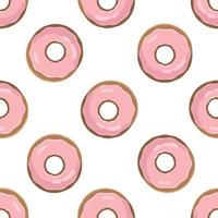 Donut seamless pattern. Fast food illustration in flat style. Pink Doughnut texture illustration. vector