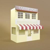 3D rendering minimal store with white door on brown background photo