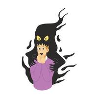 Psychological instability concept. Man suffering from Mental problems - anxiety, phobia, panic attack. Anxiety monster attacking man. Illustration in flat style vector