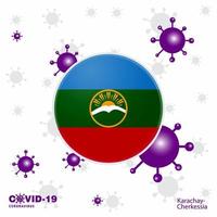 Pray For Karachay Chekessia COVID19 Coronavirus Typography Flag Stay home Stay Healthy Take care of your own health vector