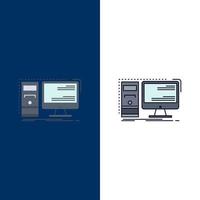 Computer desktop hardware workstation System Flat Color Icon Vector