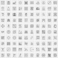 paquete de 100 iconos de líneas universales para móviles y web vector