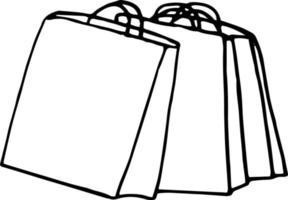 icono de bolsas de compras. boceto estilo garabato dibujado a mano. minimalismo monocromo. tienda vector