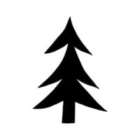 árbol de navidad dibujado a mano en estilo garabato. silueta, simple, minimalismo, monocromo, escandinavo. pegatina, icono de decoración de año nuevo vector