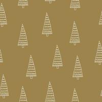 christmas tree seamless pattern hand drawn in doodle style. silhouette, simple, minimalism, monochrome, scandinavian. wallpaper, wrapping paper, textiles background vector