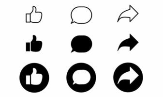 like comment share icon set isolated on white background vector