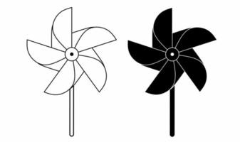 outline silhouette Pinwheel icon set isolated on white background vector