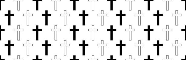 outline Silhouette Christian cross seamless pattern vector