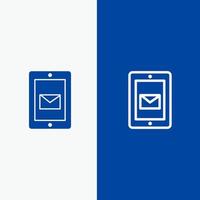 Mobile Chat Service Support Line and Glyph Solid icon Blue banner Line and Glyph Solid icon Blue banner vector