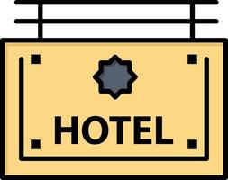 Hotel Sign Board Direction  Flat Color Icon Vector icon banner Template