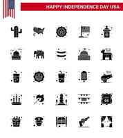 25 Solid Glyph Signs for USA Independence Day election usa american international country Editable USA Day Vector Design Elements