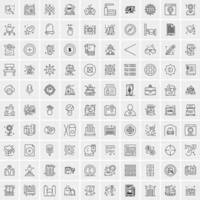 paquete de 100 iconos de líneas universales para móviles y web vector